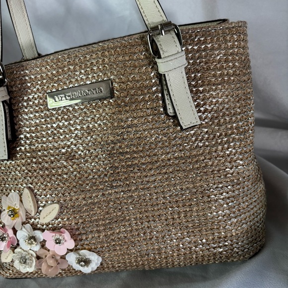Liz Claiborne Vintage Floral Woven Boho Cottage Style Handbag Shoulder Bag Purse - Picture 3 of 16